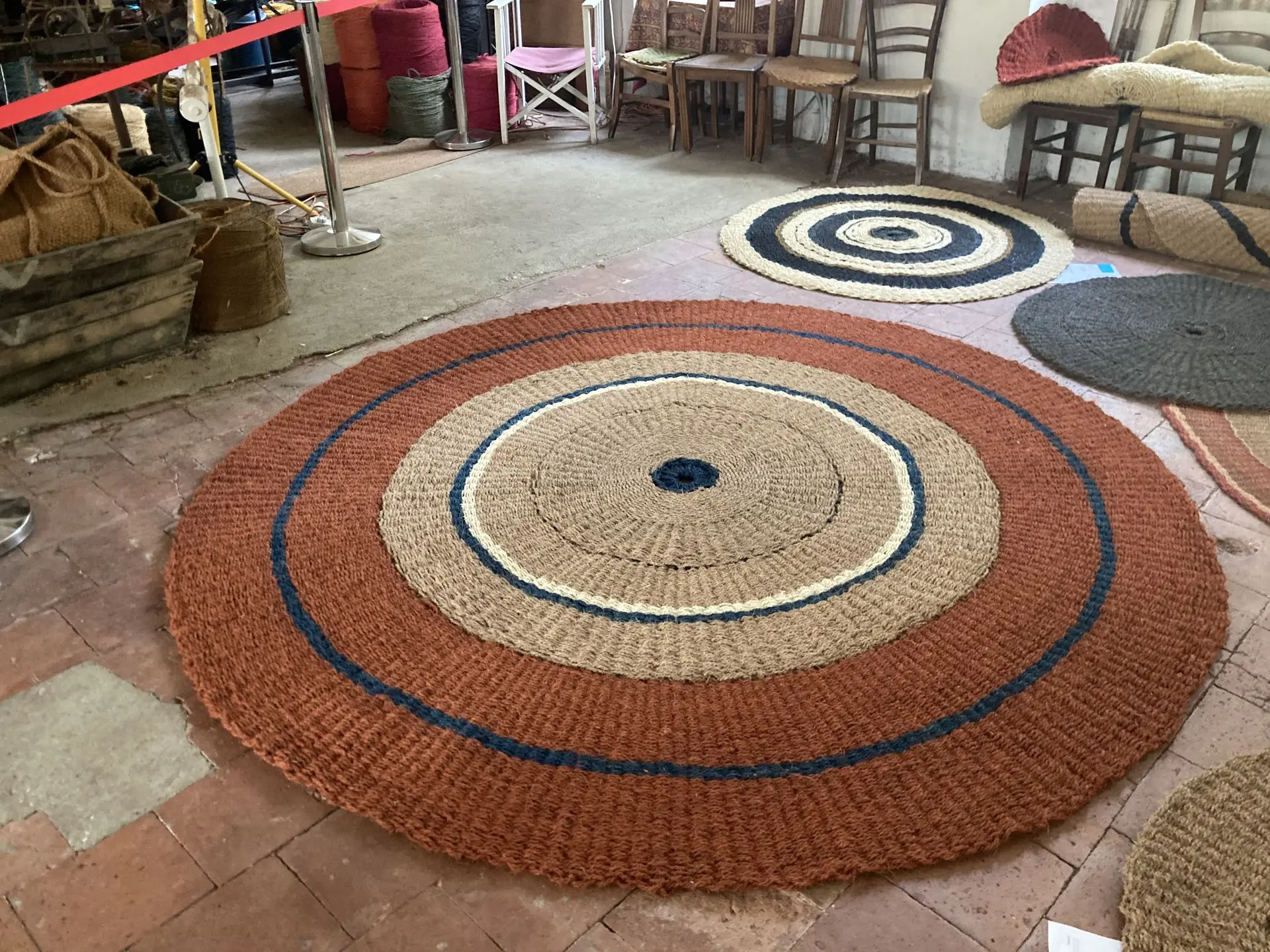 scourtin rond tapis en coco sur mesure 250 cm