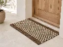 Tapis tissé en coco naturel et blanc – 60 × 120 cm