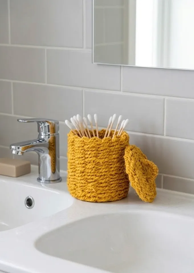 [BTK-COCO-PANIERE-COUVERCLE-JAUNE] Basket with Lid 12x12 cm – 100% Cocofiber (Yellow)