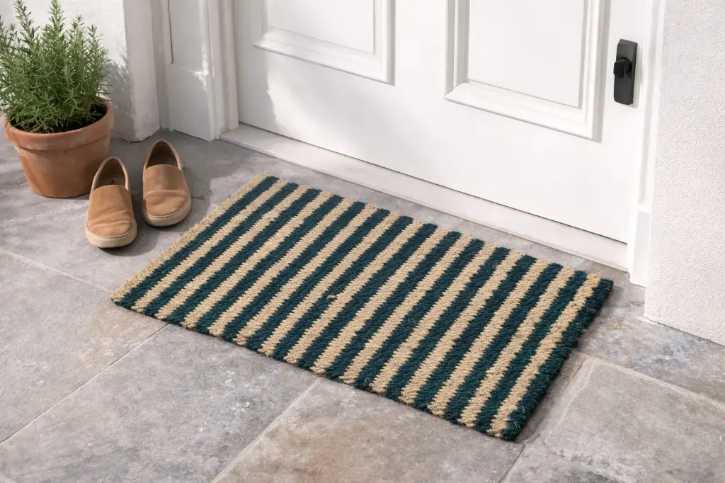 [BTK-PAILLASSON-MOTIF-45X75-naturel&vert] Patterned Coconut Fiber Doormat – 45x75 cm (naturel / vert)