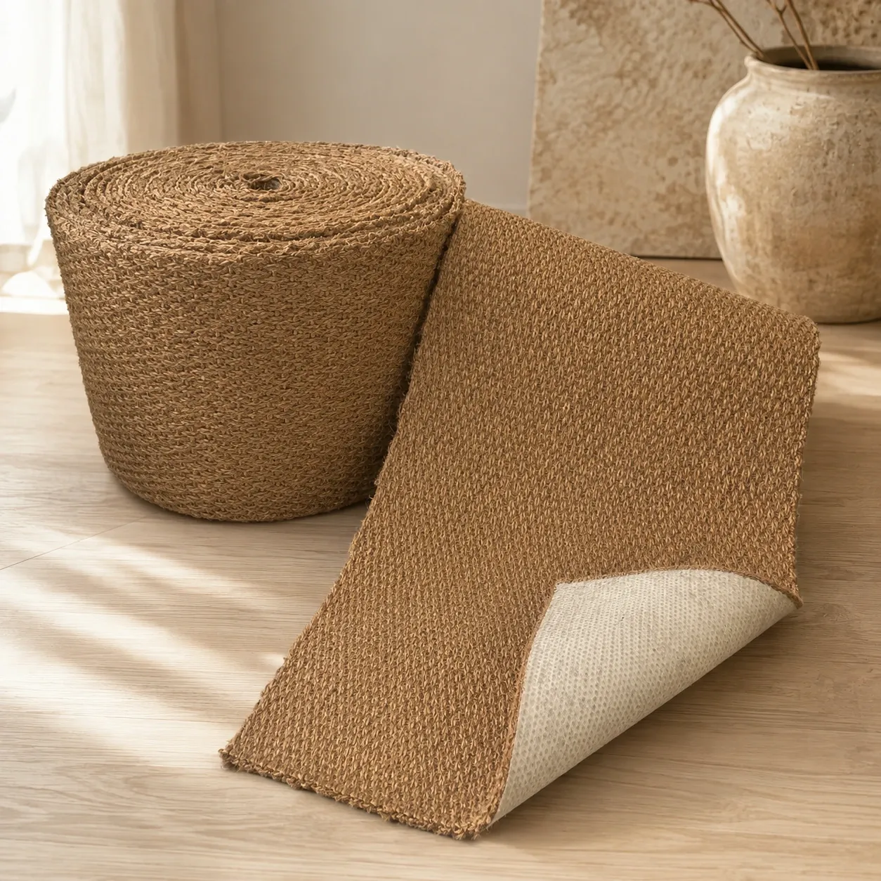 [MOQ-COCO-LATEX-50cm] Natural coconut carpet on latex – width 50 cm