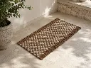 Tapis tissé en coco naturel et blanc – 60 × 120 cm