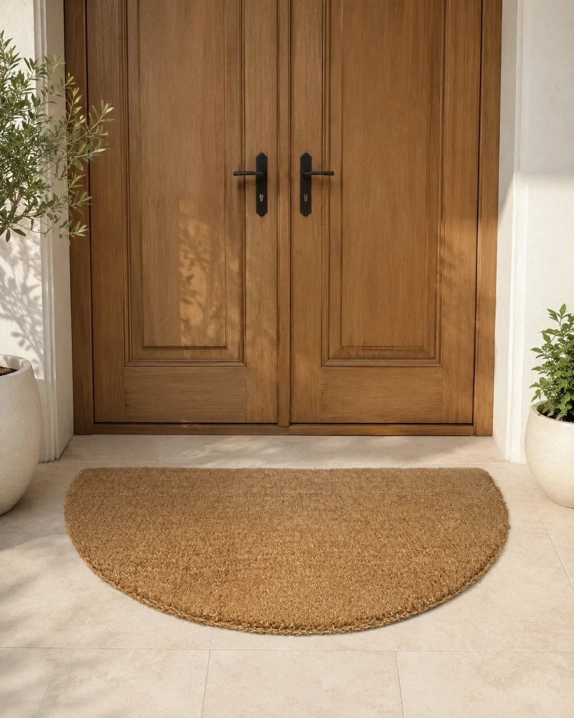 Tapis demi-lune Brosse en coco – 60 × 120 cm