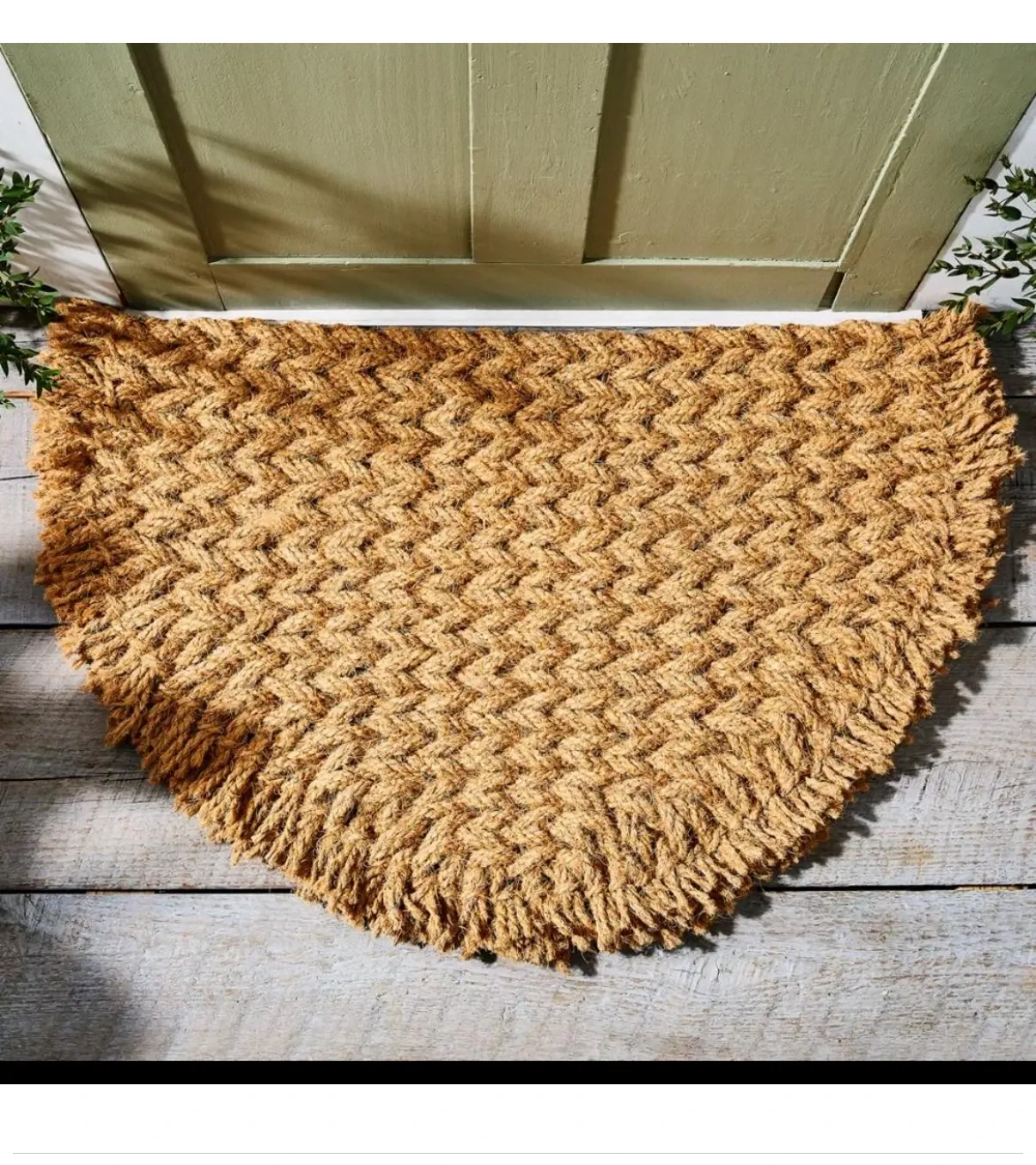 Tapis demi-lune en coco tressé double épaisseur – 40 × 80 cm