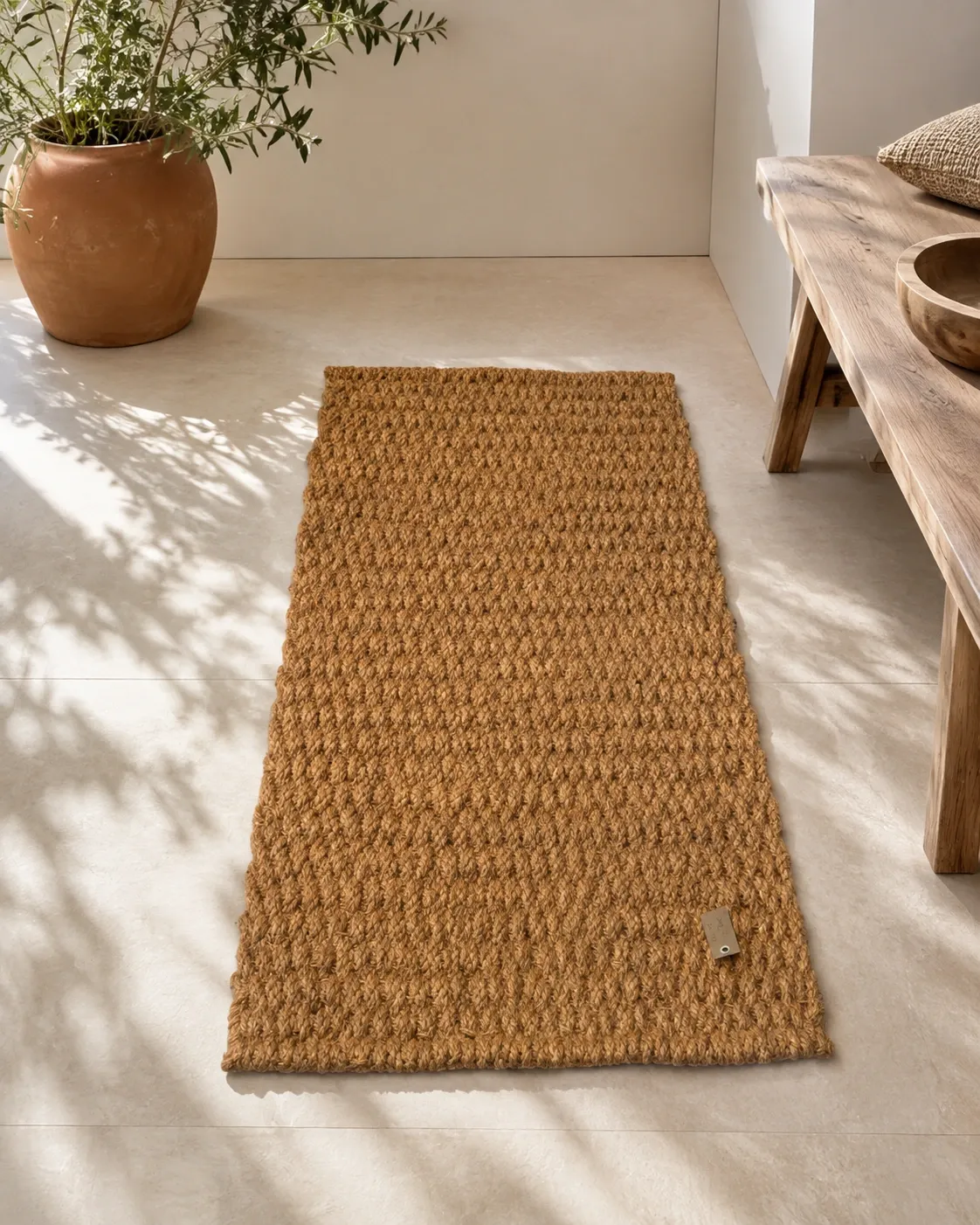 [TAP-COCO-DOUBLE-60X120] Tapis en coco double épaisseur – tressage corde marine – 60 × 120 cm